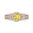 thumbnail image 1 of 1.76ct Round Cut Yellow Natural Citrine 18k Pink Rose Gold Engraving Statement Bridal Wedding Halo Designer Ring Size 9, 1 of 5