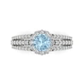 thumbnail image 1 of Clara Pucci 14K White Gold Solid Gold Blue Halo Anniversary Ring for Women - 1.83 cttw Round Cut, 1 of 8