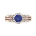 thumbnail image 1 of Clara Pucci 14K Rose Gold Solid Gold Tanzanite Halo Anniversary Ring for Women - 1.83 cttw Round Cut, 1 of 8