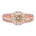 thumbnail image 1 of 1.76ct round cut brown natural morganite 14k rose gold anniversary engagement halo ring size 4.5, 1 of 6