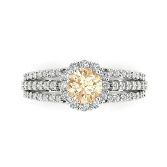 Clara Pucci 14K White Gold Solid Gold Morganite Halo Anniversary Ring for Women - 1.83 cttw Round Cut
