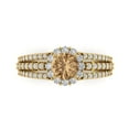 thumbnail image 1 of Clara Pucci 14K Yellow Gold Solid Gold Champagne Halo Anniversary Ring for Women - 1.83 cttw Round Cut, 1 of 8