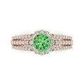 thumbnail image 1 of Clara Pucci 14K Rose Gold Solid Gold Green Halo Anniversary Ring for Women - 1.83 cttw Round Cut, 1 of 8