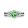 thumbnail image 1 of Clara Pucci 14K White Gold Solid Gold Green Halo Anniversary Ring for Women - 1.83 cttw Round Cut, 1 of 8