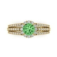 thumbnail image 1 of Clara Pucci 14K Yellow Gold Solid Gold Green Halo Anniversary Ring for Women - 1.83 cttw Round Cut, 1 of 8