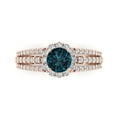 thumbnail image 1 of Clara Pucci 14K Rose Gold Solid Gold LondonBlueTopaz Halo Anniversary Ring for Women - 1.83 cttw Round Cut, 1 of 8