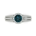 thumbnail image 1 of Clara Pucci 14K White Gold Solid Gold LondonBlueTopaz Halo Anniversary Ring for Women - 1.83 cttw Round Cut, 1 of 8