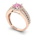 thumbnail image 1 of 1.76ct round cut pink Zircon 18k rose gold halo Bridal Wedding Engagement Promise Anniversary Ring for Women size 9.75, 1 of 7