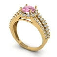 thumbnail image 1 of 1.76ct round cut pink Zircon 18k yellow gold halo Bridal Wedding Engagement Promise Anniversary Ring for Women size 9.25, 1 of 7