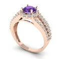 thumbnail image 1 of 1.76ct round cut purple natural amethyst 18k rose gold halo Bridal Wedding Engagement Promise Anniversary Ring for Women size 4.25, 1 of 7