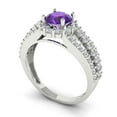 thumbnail image 1 of 1.76ct round cut purple natural amethyst 18k white gold halo Bridal Wedding Engagement Promise Anniversary Ring for Women size 6.75, 1 of 7