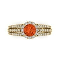 thumbnail image 1 of Clara Pucci 14K Yellow Gold Solid Gold Red Halo Anniversary Ring for Women - 1.83 cttw Round Cut, 1 of 8