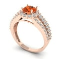 thumbnail image 1 of 1.76ct round cut red Zircon 14k rose gold halo Bridal Wedding Engagement Promise Anniversary Ring for Women size 5.75, 1 of 7