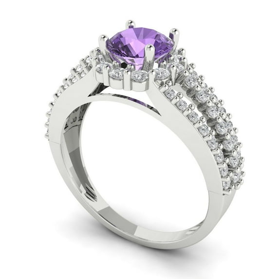 1.76ct round cut alexandrite 18k white gold halo Bridal Wedding Engagement Promise Anniversary Ring for Women size 11