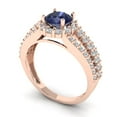thumbnail image 1 of 1.76ct round cut blue sapphire 18k rose gold halo Bridal Wedding Engagement Promise Anniversary Ring for Women size 10.25, 1 of 7