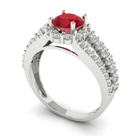 1.76ct round cut tourmaline 14k white gold halo Bridal Wedding Engagement Promise Anniversary Ring for Women size 6.25