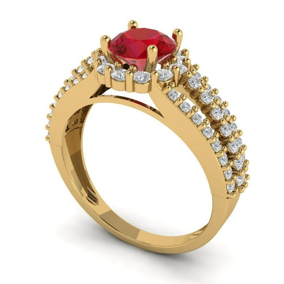 1.76ct round cut tourmaline 18k yellow gold halo Bridal Wedding Engagement Promise Anniversary Ring for Women size 10.5