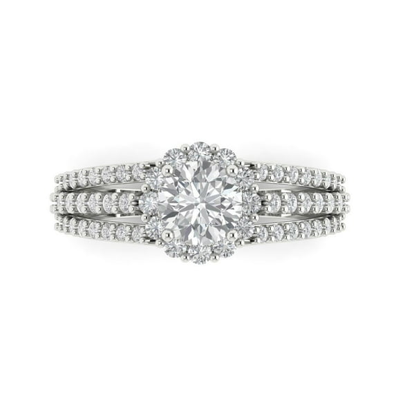 Clara Pucci 14K White Gold Solid Gold WhiteSapphire Halo Anniversary Ring for Women - 1.83 cttw Round Cut