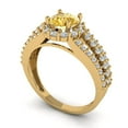 thumbnail image 1 of 1.76ct round cut yellow moissanite 14k yellow gold halo Bridal Wedding Engagement Promise Anniversary Ring for Women size 7.25, 1 of 7