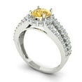 thumbnail image 1 of 1.76ct round cut yellow natural citrine 14k white gold halo Bridal Wedding Engagement Promise Anniversary Ring for Women size 6.25, 1 of 7