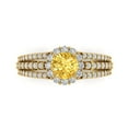 thumbnail image 1 of Clara Pucci 14K Yellow Gold Solid Gold Citrine Halo Anniversary Ring for Women - 1.83 cttw Round Cut, 1 of 8