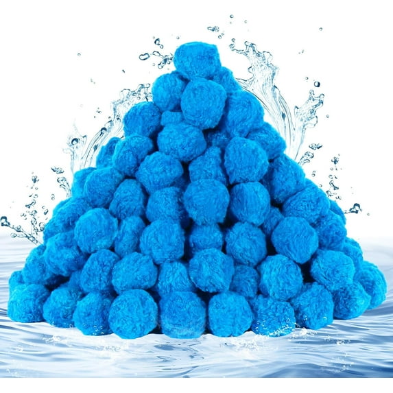 1.76lbs Pool Filter Balls for Sand Filter, Reusable Pool Sand Filter Balls, Efficient Eco-Friendly Pool Fiber Filter Balls, Blue Filter Media Balls for Pool