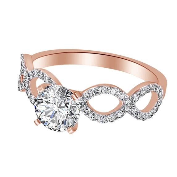 AFFY 1.77 Ct White Natural Diamond Solitaire Infinity Engagement Ring in 14k Rose Gold Ring Size - 12.5