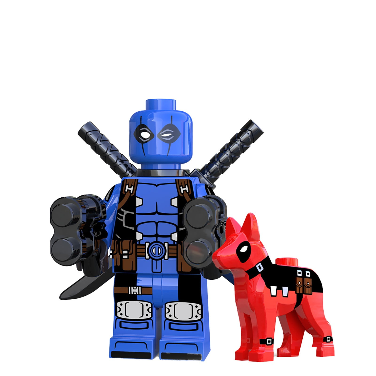 1.77Inch Xmen Toys Deadpool W/Dog Kawaii Mini Toy X-Men Series Super-hero Comic Book Character Movie Blue \u0026 Black Building Blocks,Christmas Decor