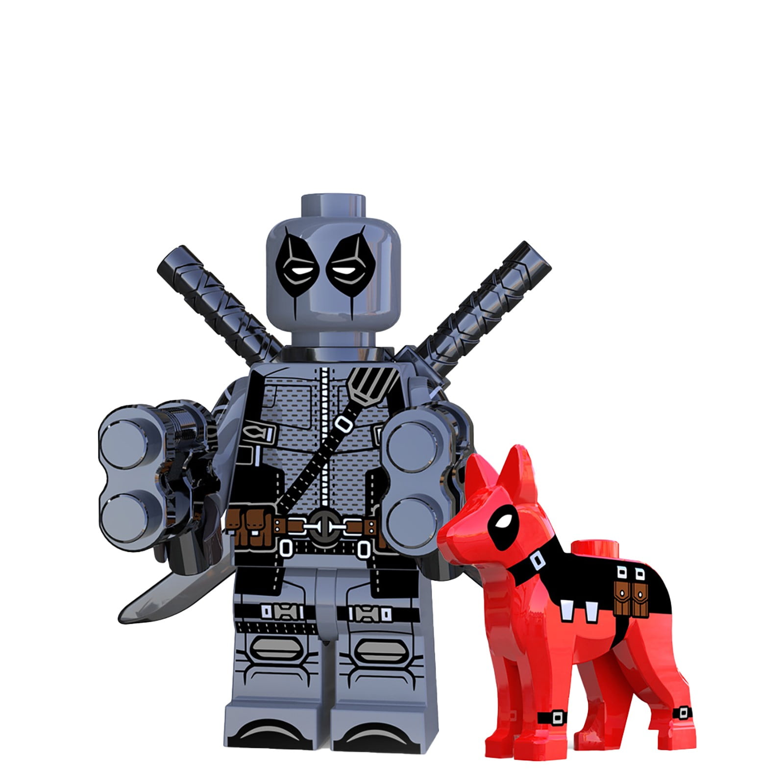 1.77Inch Xmen Toys Deadpool W/Dog Kawaii Mini Toy X-Men Series Super-hero Comic Book Character Movie Grey Building Blocks,Christmas Decor