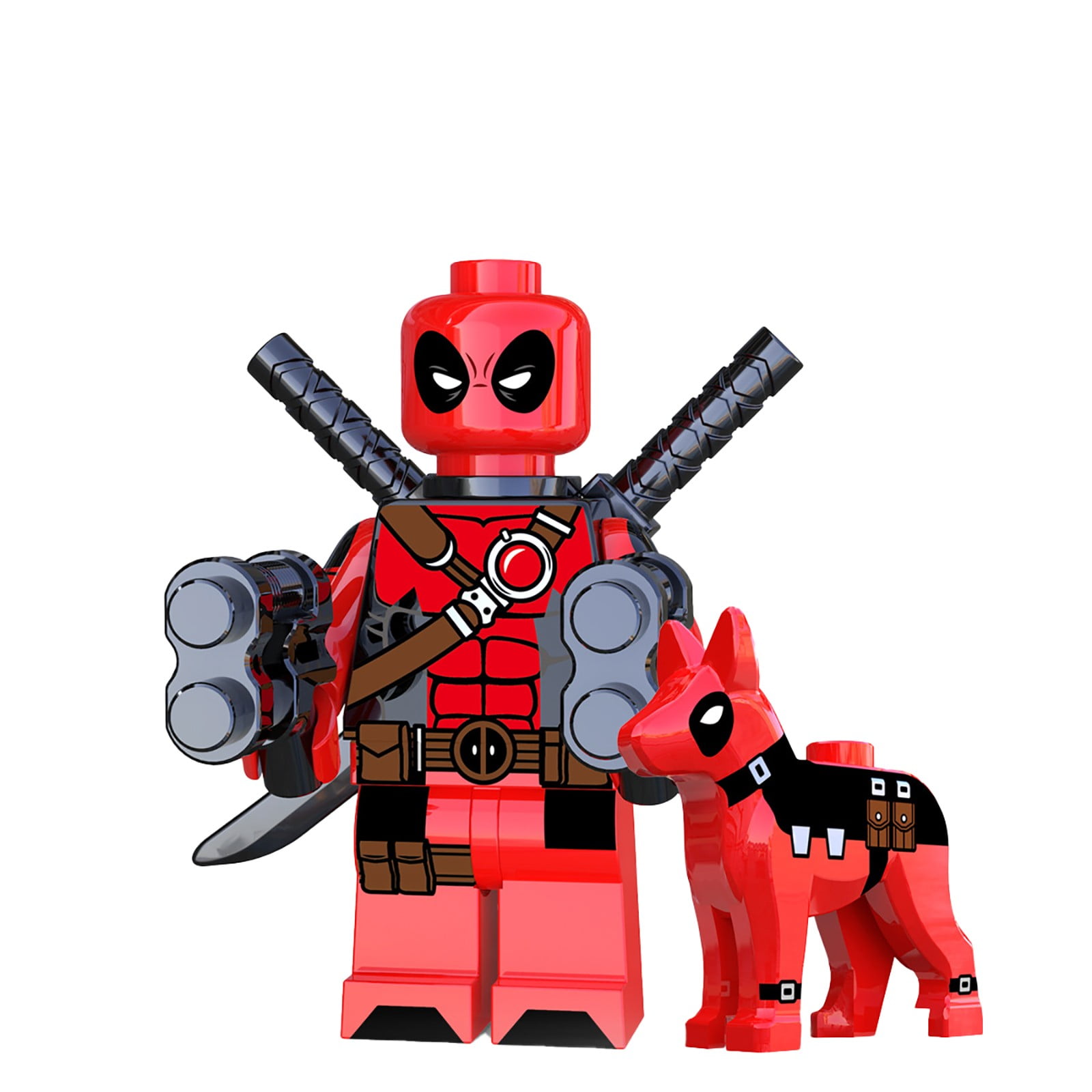 1.77Inch Xmen Toys Deadpool W/Dog Kawaii Mini Toy X-Men Series Super-hero Comic Book Character Movie Red \u0026 Black Building Blocks,Christmas Decor