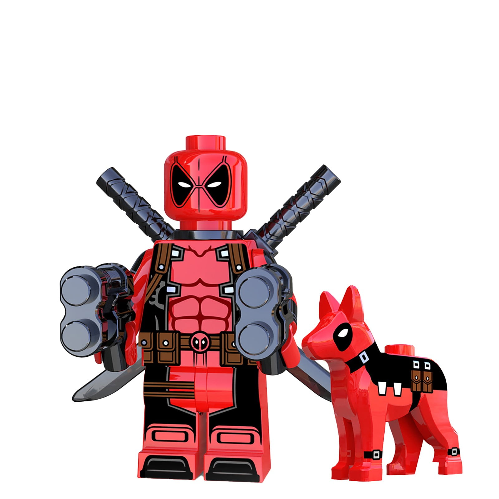 1.77Inch Xmen Toys Deadpool W/Dog Kawaii Mini Toy X-Men Series Super-hero Comic Book Character Movie Red \u0026 Black Building Blocks,Christmas Decor