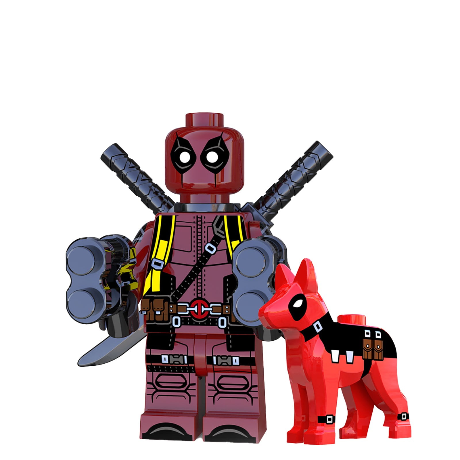 1.77Inch Xmen Toys Deadpool W/Dog Kawaii Mini Toy X-Men Series Super-hero Comic Book Character Movie Red \u0026 Black Building Blocks,Christmas Decor