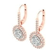 thumbnail image 1 of 1.79 Ct Round Cut Halo Drop Dangle Clear Crystal 18K White Rose Solid Gold Everyday Dainty Earrings Lever Back, 1 of 7
