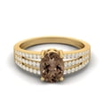 thumbnail image 1 of 1.79 Ctw Oval Smoky Quartz 925 Sterling Silver Gold Vermeil Split Shank Women Mother's Day Gift Ring, 1 of 3