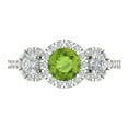 thumbnail image 1 of Three-Stone Engagement Ring for Women - 1.46ct Natural Peridot in 14K White Gold Promise Ring, 1 of 6