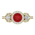 thumbnail image 1 of Three-Stone Engagement Ring for Women - 1.46ct Simulated Ruby in 14K Yellow Gold Promise Ring, 1 of 8