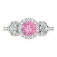 thumbnail image 1 of Clara Pucci 14K White Gold Solid Gold Pink Three-Stone Anniversary Ring for Women - 1.46 cttw Round Cut, 1 of 8