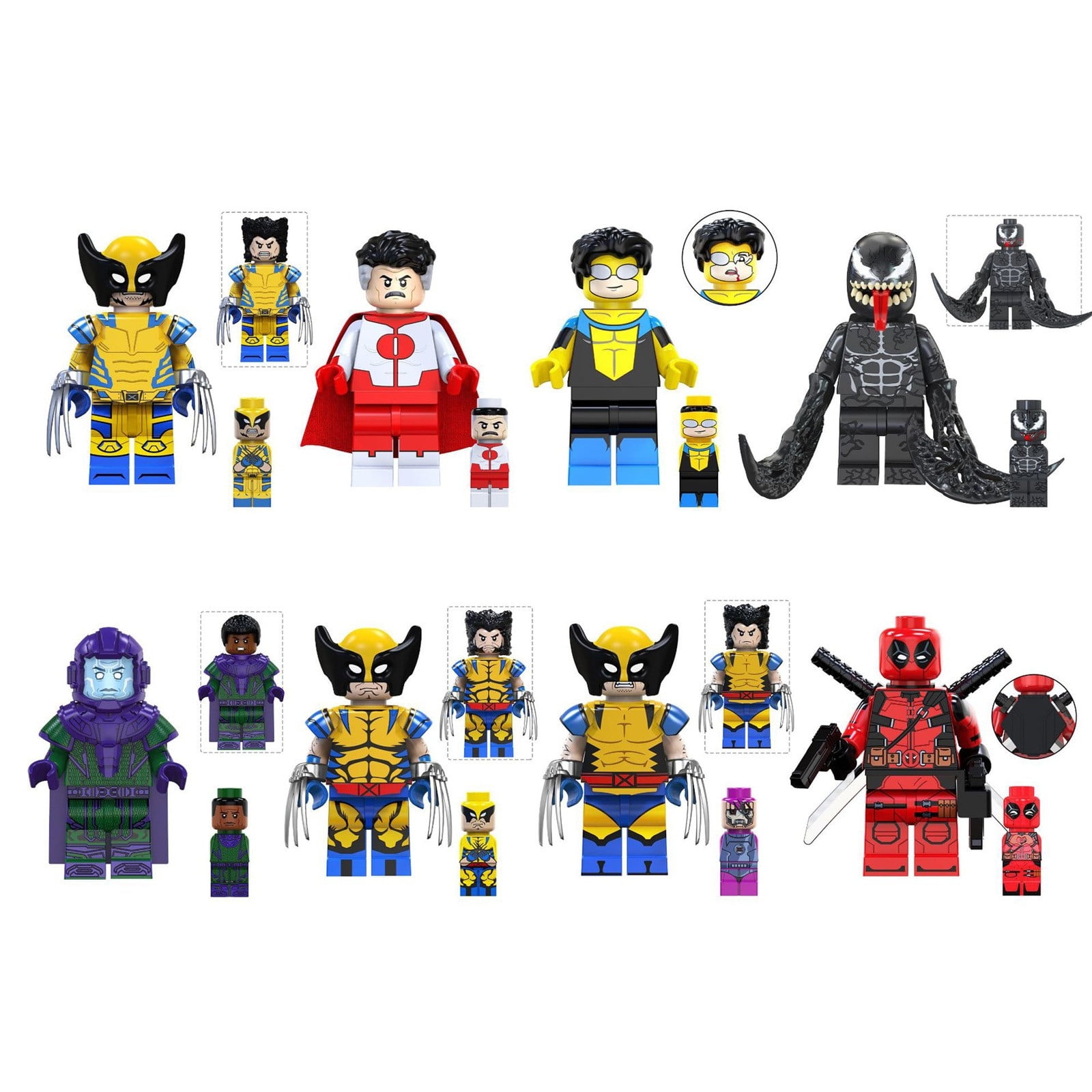 1.7Inch 8pcs Deadpool W/Dog Kawaii Mini Toy X-Men Series Character Movie Building Blocks