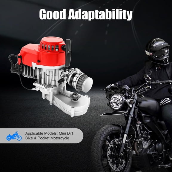 1.7KW 49.85cc 2-Stroke Air-Cooled Gasoline Engine,  Single Cylinder Hand Pull Start Replacement Motor for Mini Dirt Bike