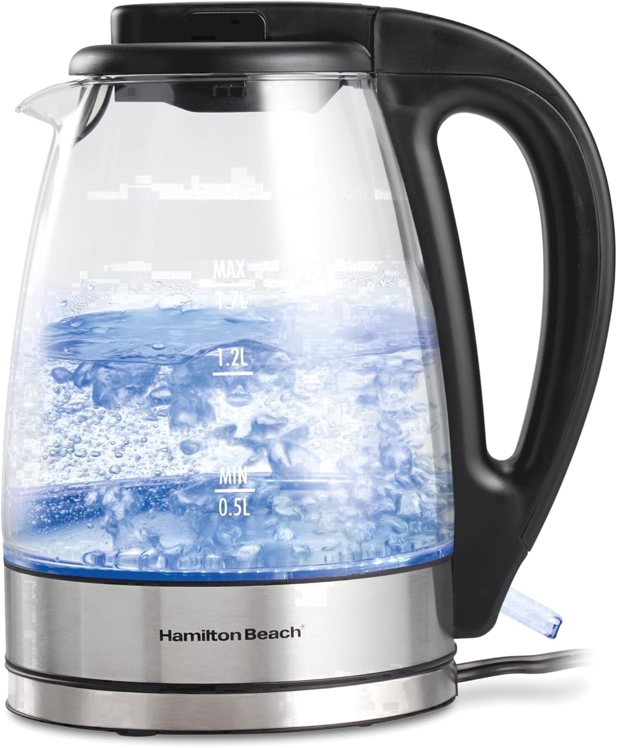 1.7L Electric Kettle, Water Boiler & Heater, LED Indicator, Built-In Mesh Filter, Auto-Shutoff & Boil-Dry Protection, Cordless Serving, Clear Glass (40864)