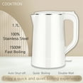 thumbnail image 1 of COOKTRON 1.7L Stainless Steel Electric Kettle, Double Wall Hot Water Boiler, Automatic Shut-off, Tea Kettle, 1500W Fast Quite Boiling, 1 of 10