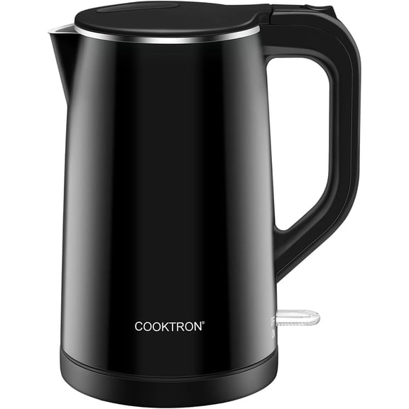 Electric Kettle 1.7 L, 304 Stainless Steel Interior, BPA-Free, Double Wall Cool Touch Electric Tea Kettle, Auto Shut-Off & Boil Dry Protection, 1500 W Fast Boiling, Black