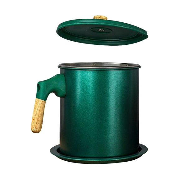 1. 7L Stainless Steel Grease Strainer Grease Filter Pot Oil Pot with Fine Mesh Strainer Large Capacity Oil Container Kitchen Utensils ( Green )