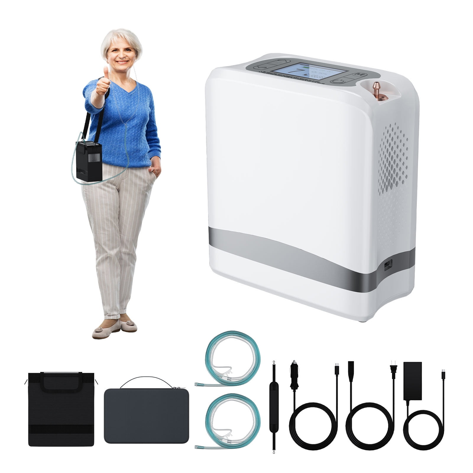 1~7LOxygen&generator Tube &filters 𝗐𝗂th Accessories-(24Hrs) Quiet(All-Age Use) Concentrator de oxigeno for Travel use,4.3𝑙𝑏𝑠 Lightweit