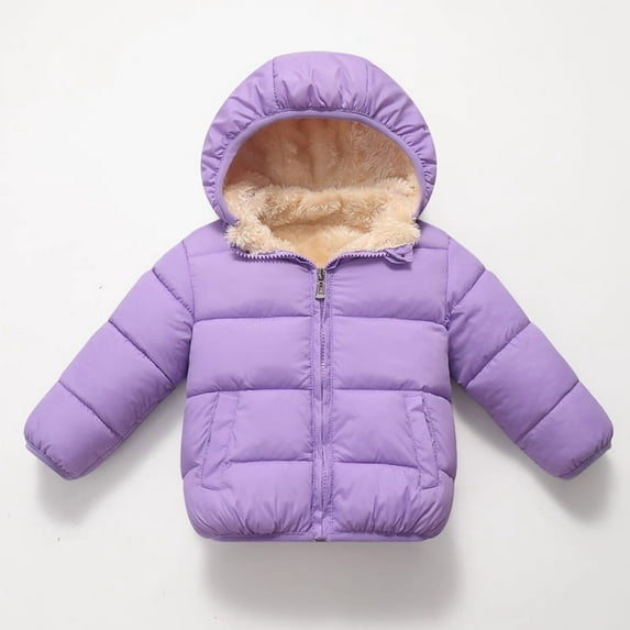 1-7T Baby Girl Boy Winter Fleece Coats Toddler Warm Cotton-padded Jackets Kids Thick Down-filled Outerwear