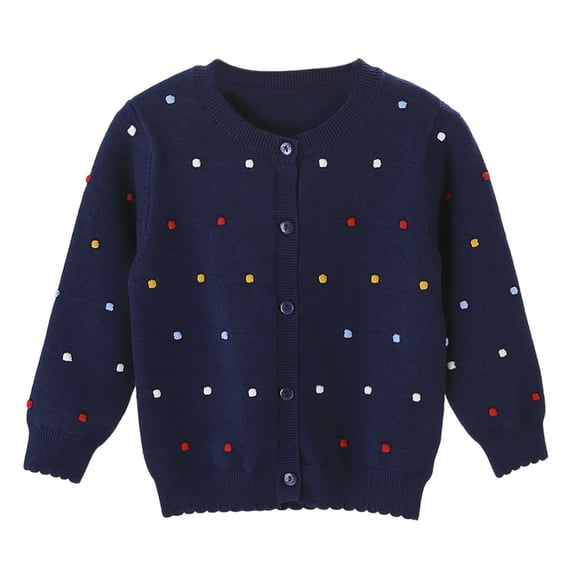 1-7T Girls Cardigan Sweater Toddler Girl Uniforms Button Long Sleeve Knit Tops