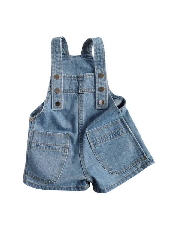 1-7T Little&Big Kids Girls Jumpsuit&Rompers Bib Overalls Blue Shortalls Suspender Shorts Jeans Pants
