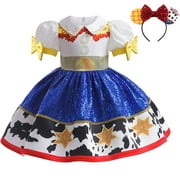 1-7T Little Girls Jessie Costume Princess Halloween Birthday Party Cosplay Cowgirl Outfits