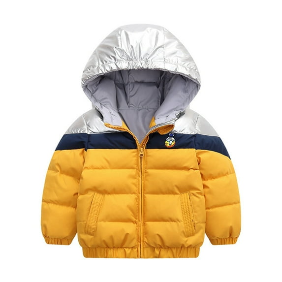 1-7T Toddler Baby Boys Girls Down Jacket Coats Splicing Hooded Puffer Coat