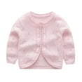 thumbnail image 1 of 1-7T Toddler Girls Long Sleeve Knitted Cardigan Kids Button Closure Sweaters Cropped Jacket Cover Up Tops, 1 of 9